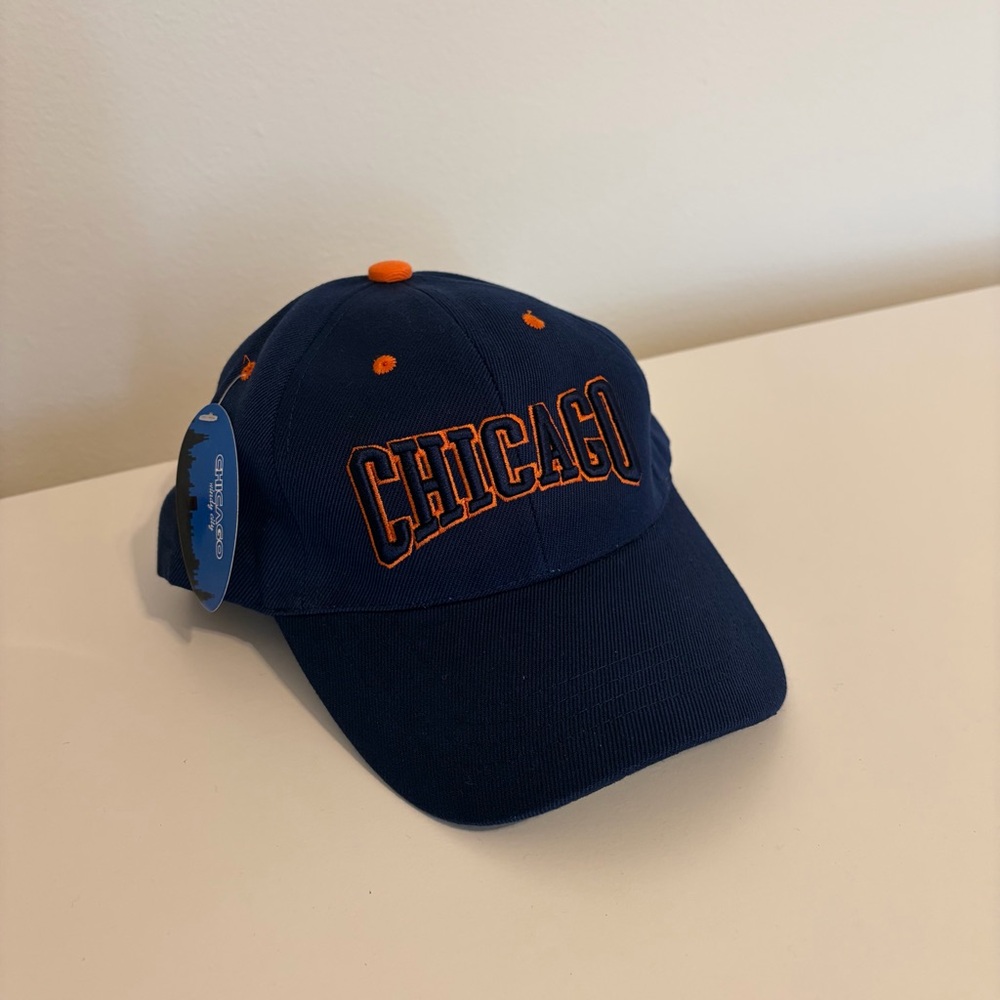 NWT Navy Blue and Orange Chicago Baseball Cap Hat O/S